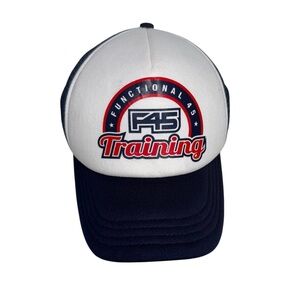 NWT F45 Training Functional 45 White Blue Heritage Trucker Snapback Hat